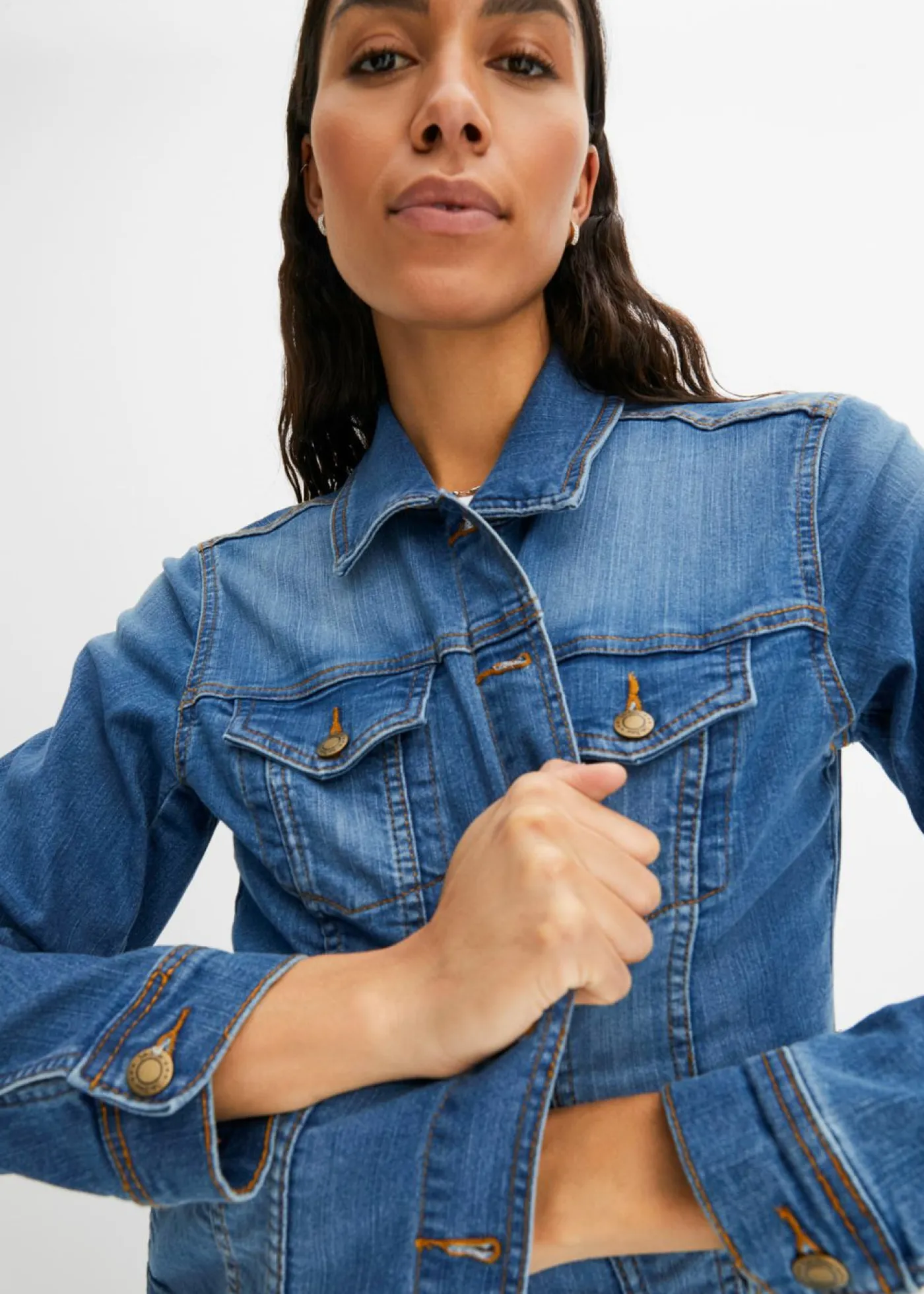 Online Cazadora vaquera elástica básica Mujer Chaquetas Y Abrigos