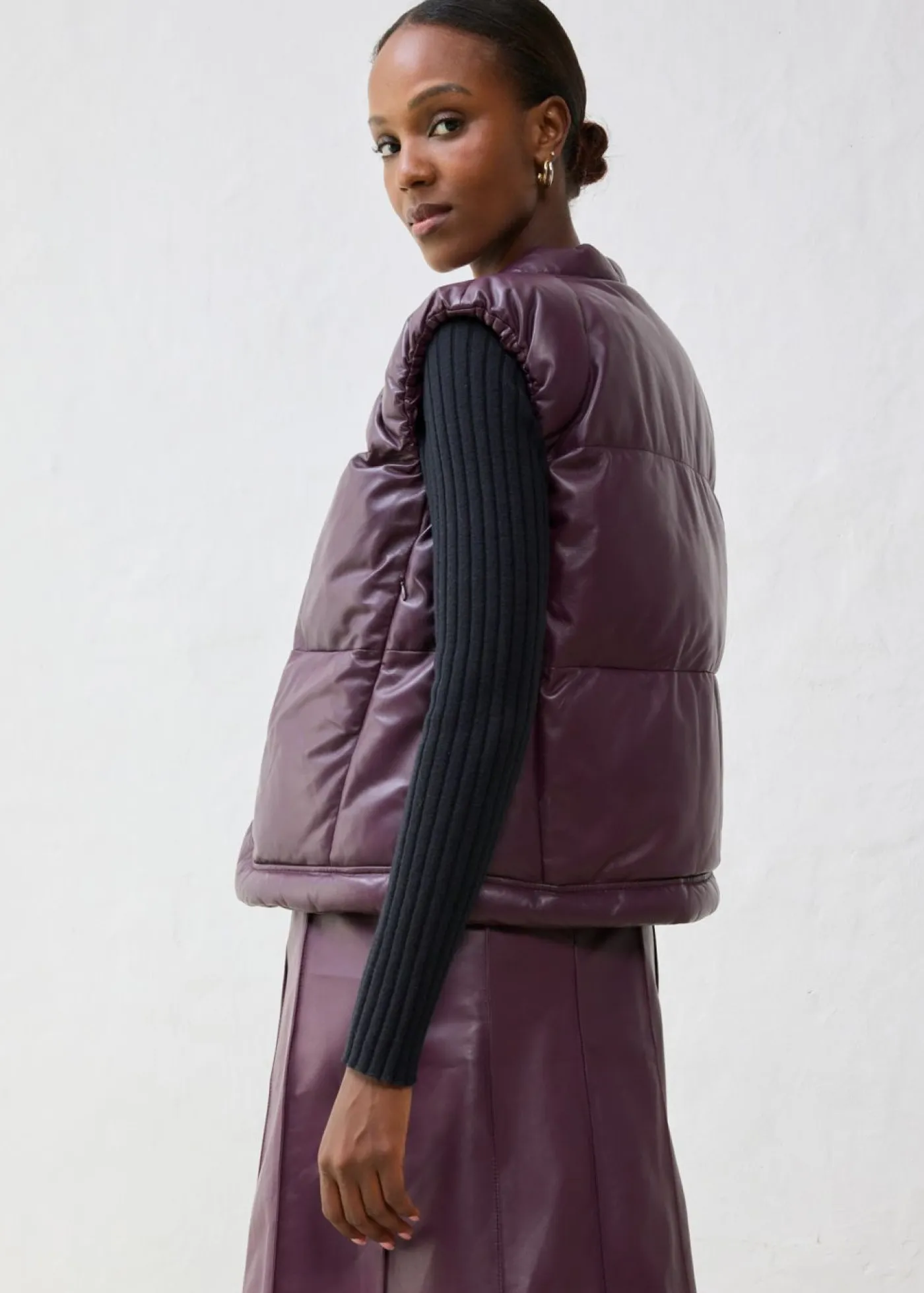 Discount Chaleco acolchado de napa de cordero Mujer Chaquetas Y Abrigos