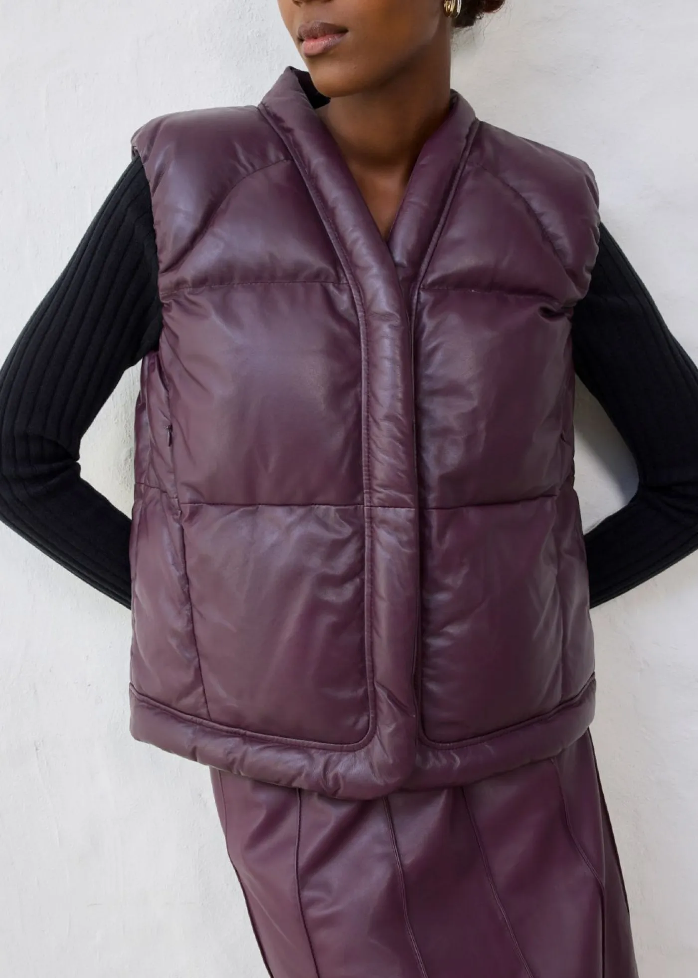Discount Chaleco acolchado de napa de cordero Mujer Chaquetas Y Abrigos