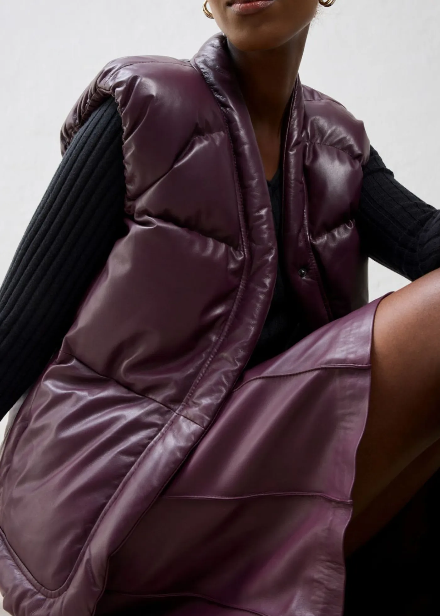 Discount Chaleco acolchado de napa de cordero Mujer Chaquetas Y Abrigos