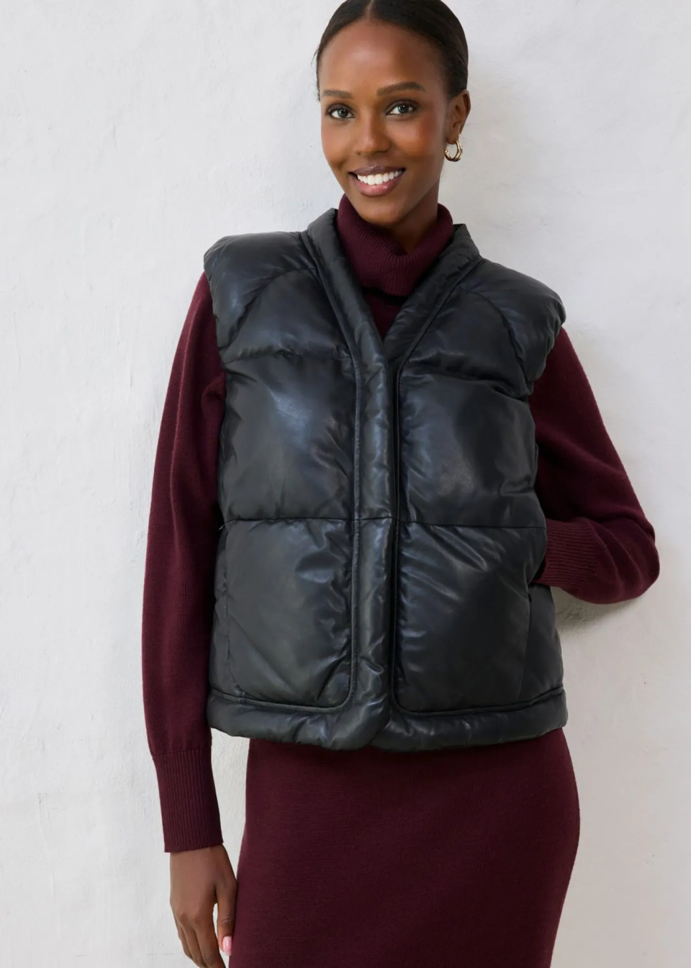 Discount Chaleco acolchado de napa de cordero Mujer Chaquetas Y Abrigos