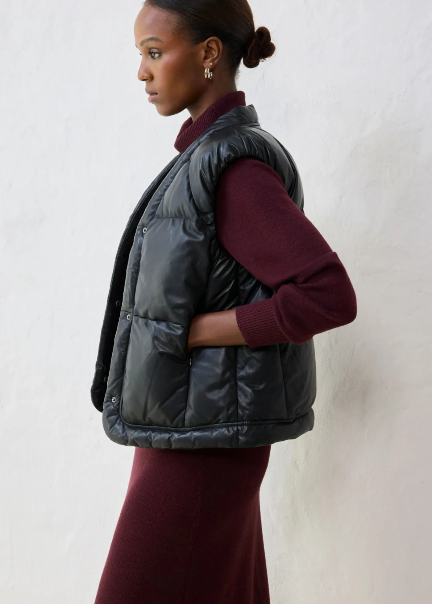 Discount Chaleco acolchado de napa de cordero Mujer Chaquetas Y Abrigos