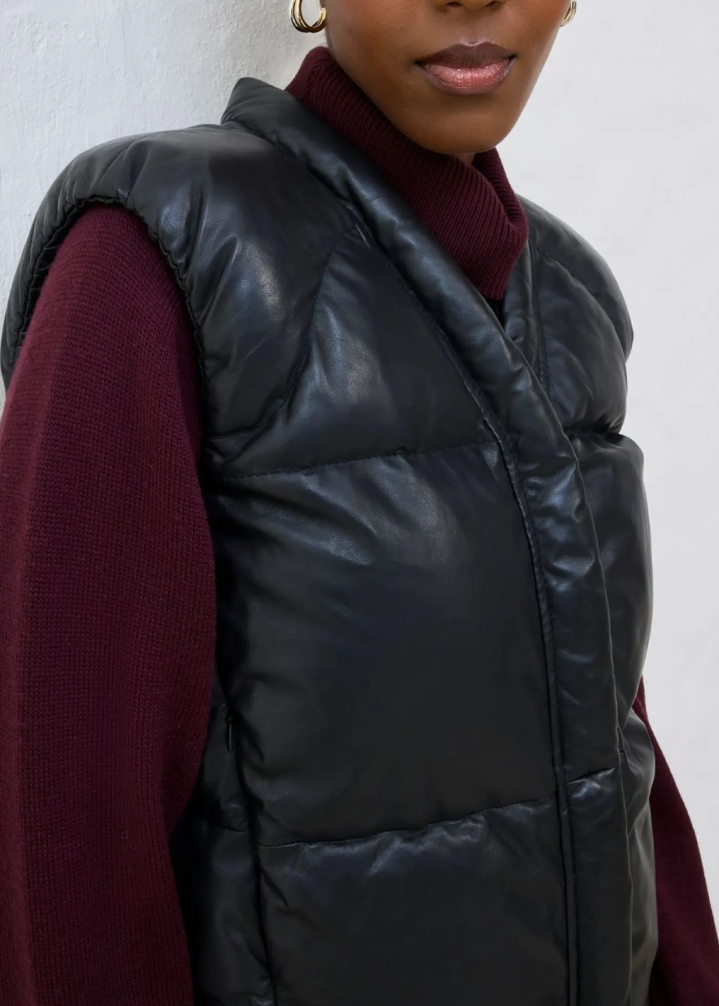 Discount Chaleco acolchado de napa de cordero Mujer Chaquetas Y Abrigos
