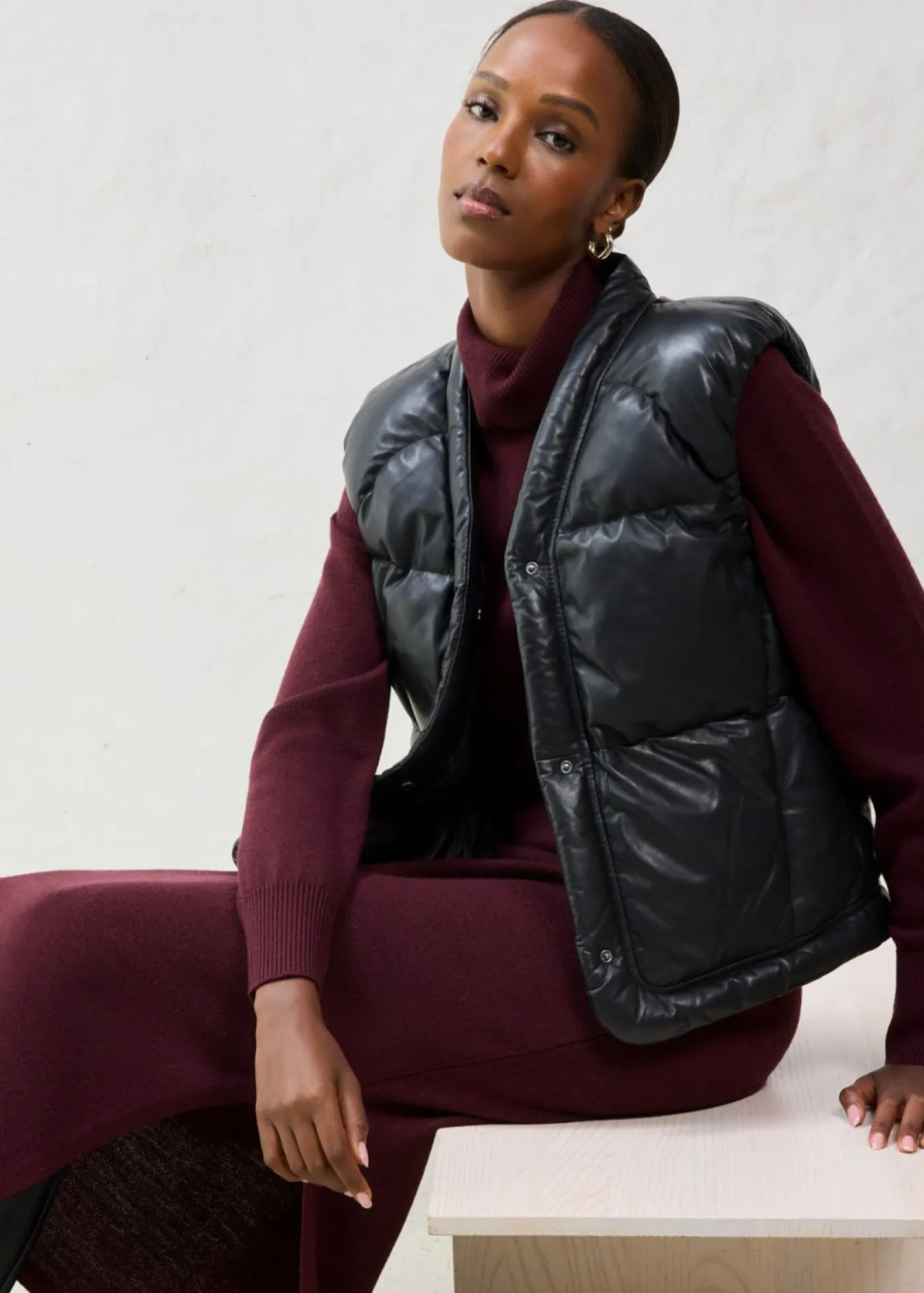 Discount Chaleco acolchado de napa de cordero Mujer Chaquetas Y Abrigos