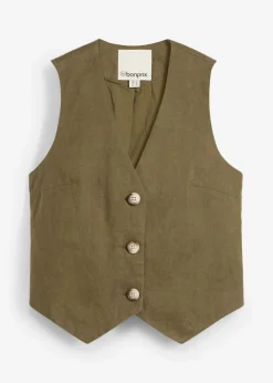 Sale Chaleco de lino puro Mujer Premium|Chaquetas Y Abrigos