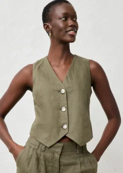 Sale Chaleco de lino puro Mujer Premium|Chaquetas Y Abrigos