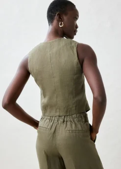 Sale Chaleco de lino puro Mujer Premium|Chaquetas Y Abrigos
