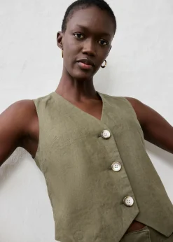 Sale Chaleco de lino puro Mujer Premium|Chaquetas Y Abrigos