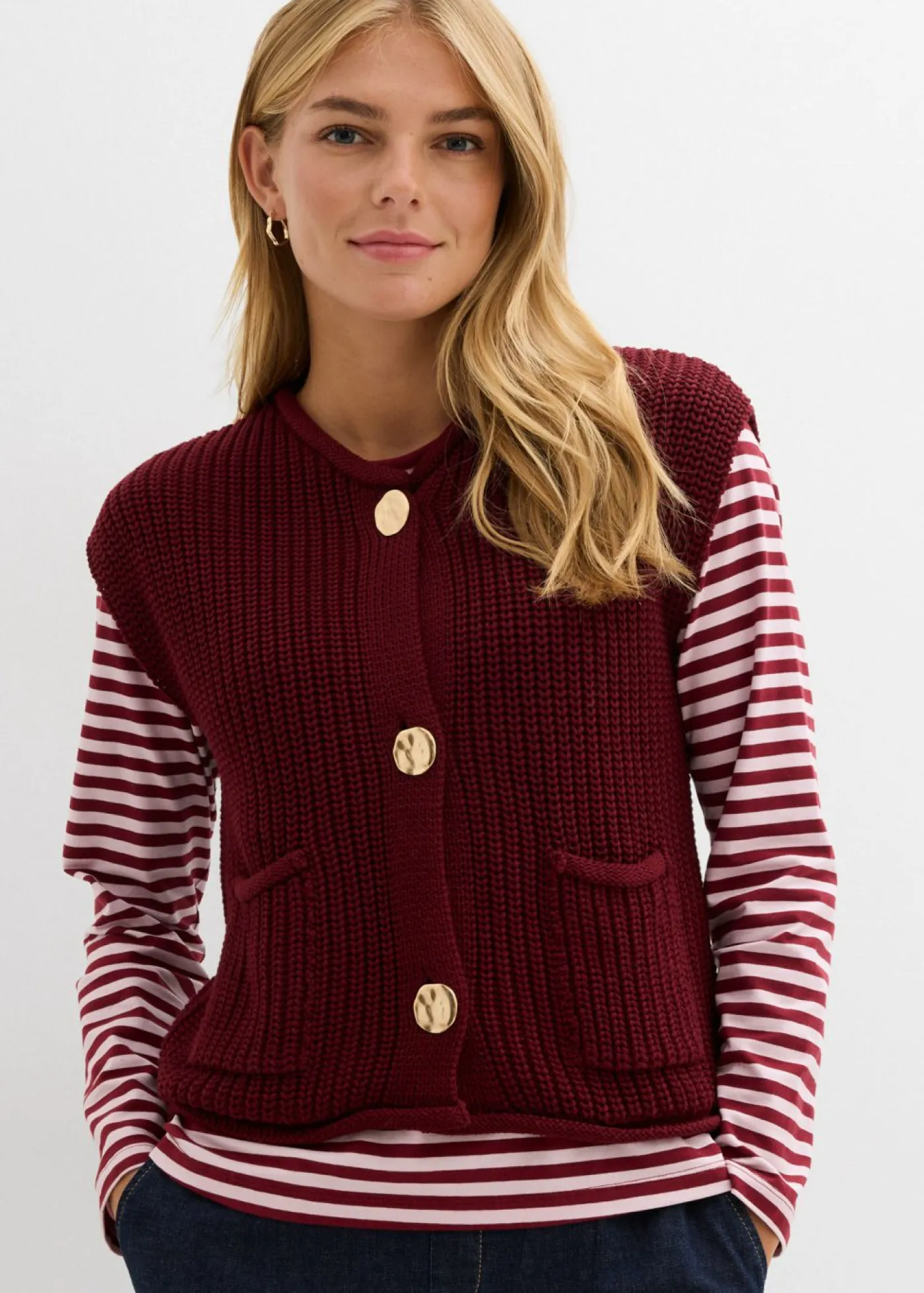 Sale Chaleco de punto con bolsillos Mujer Chaquetas Y Abrigos|Ropa De Punto