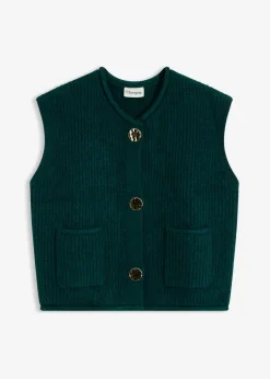 New Chaleco de punto con botones decorativos Mujer Chaquetas Y Abrigos|Ropa De Punto