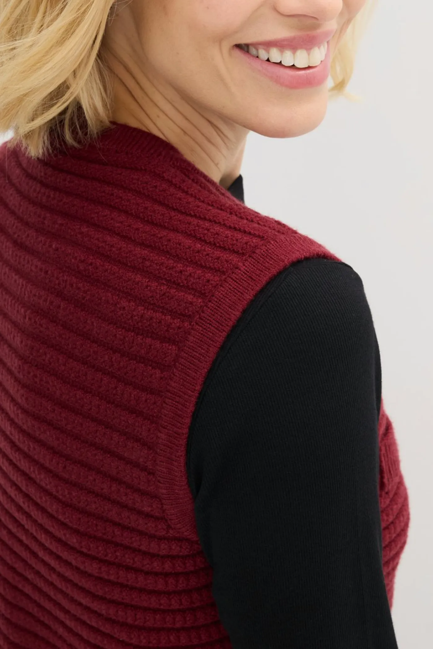 Outlet Chaleco de punto con contenido de viscosa Mujer Chaquetas Y Abrigos|Ropa De Punto