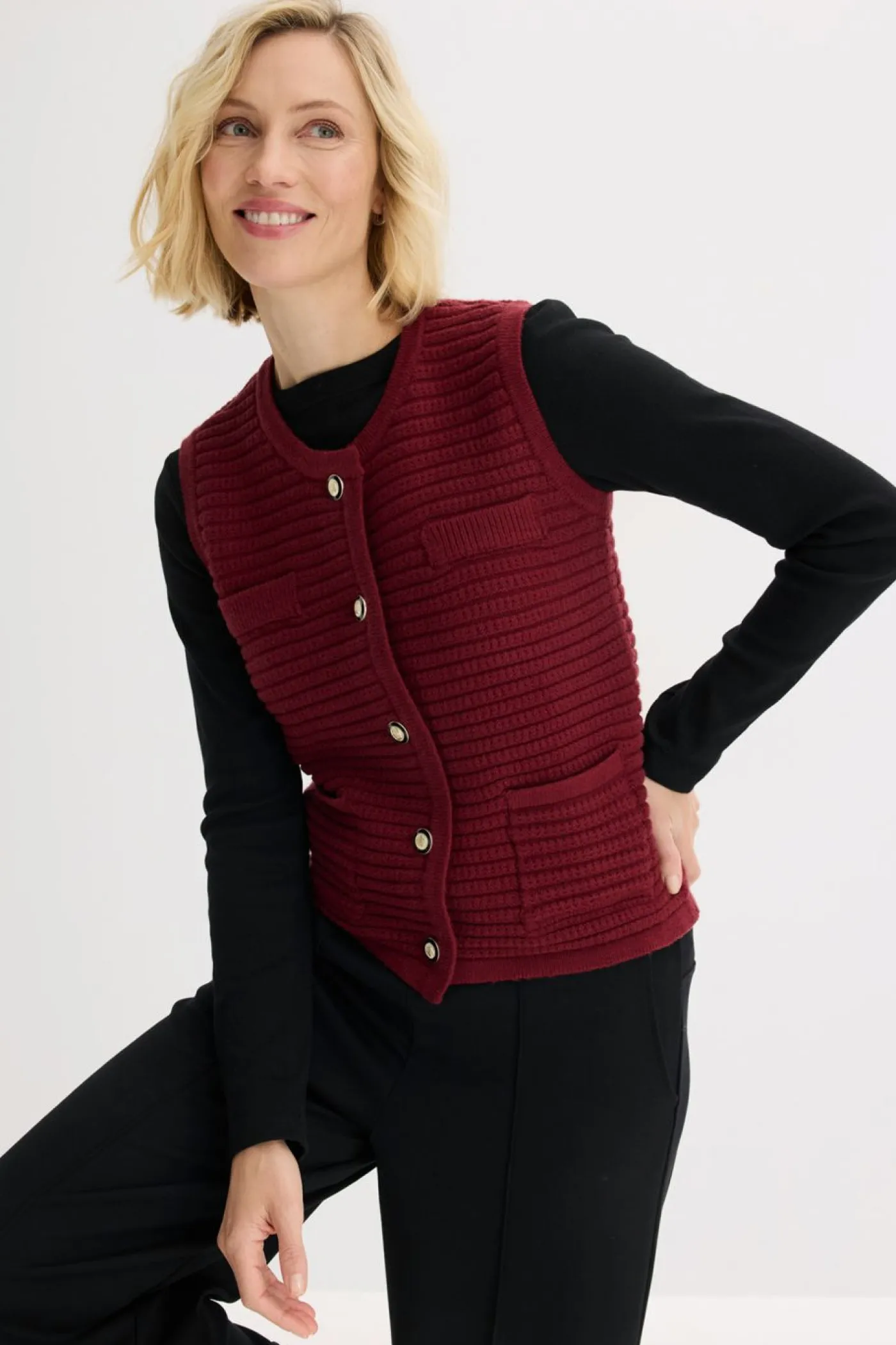 Outlet Chaleco de punto con contenido de viscosa Mujer Chaquetas Y Abrigos|Ropa De Punto