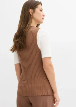 Discount Chaleco de punto de canalé Mujer Chaquetas Y Abrigos|Novedades