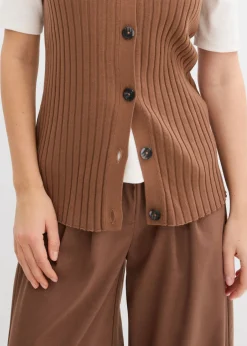 Discount Chaleco de punto de canalé Mujer Chaquetas Y Abrigos|Novedades