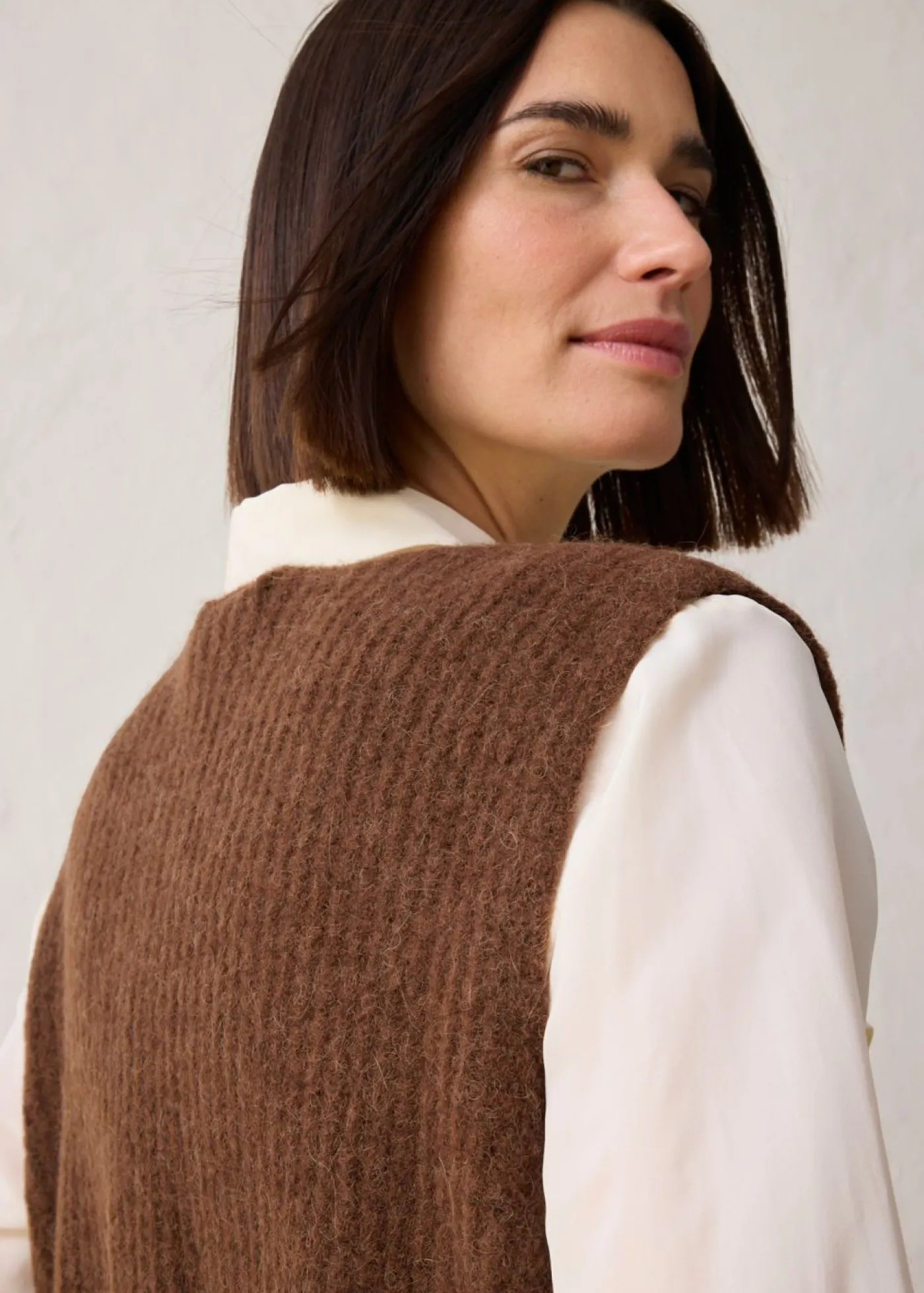 Chaleco de punto grueso con lana de alpaca Mujer Premium|Jerséis