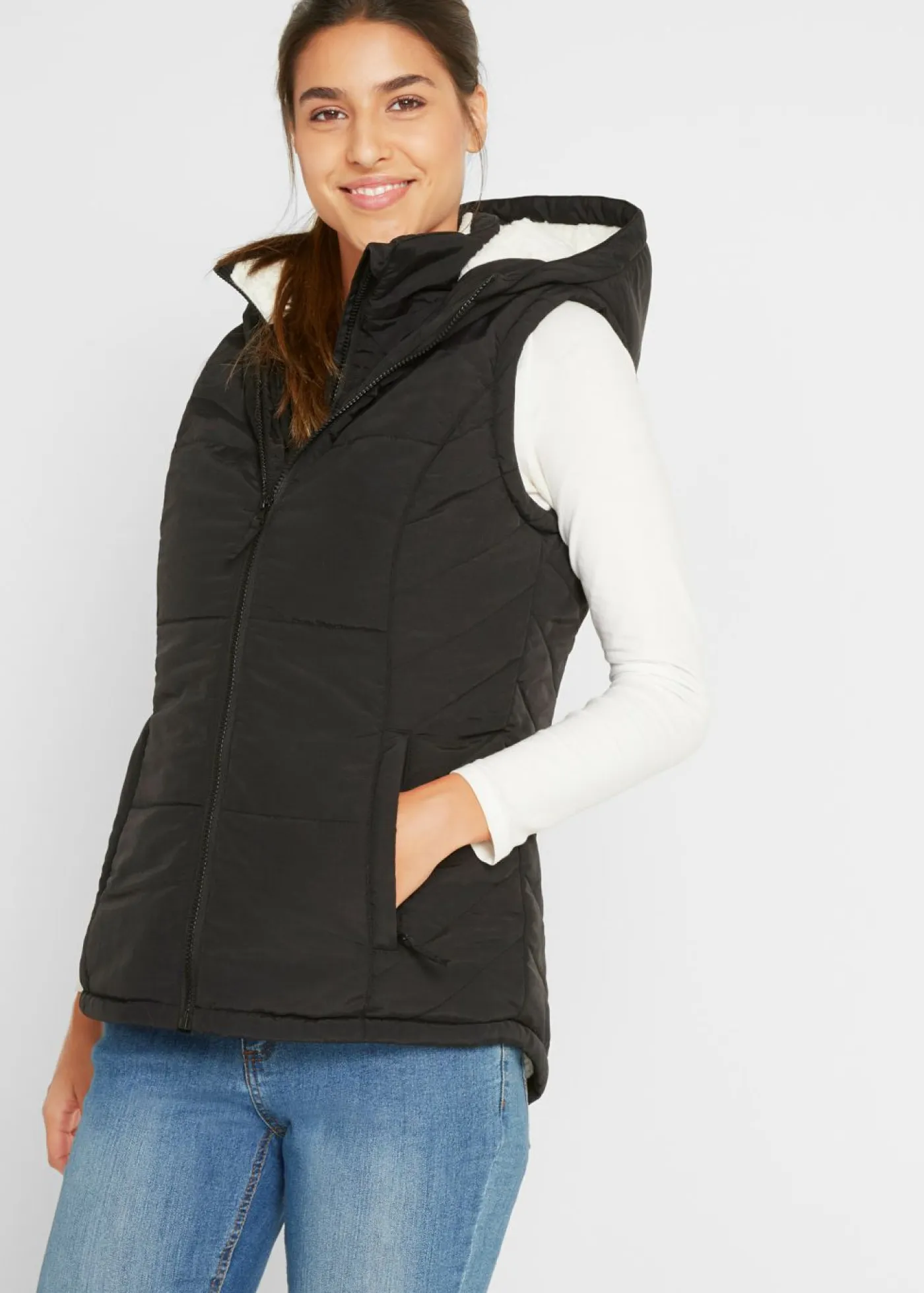 Chaleco guateado con forro polar Mujer Chaquetas Y Abrigos