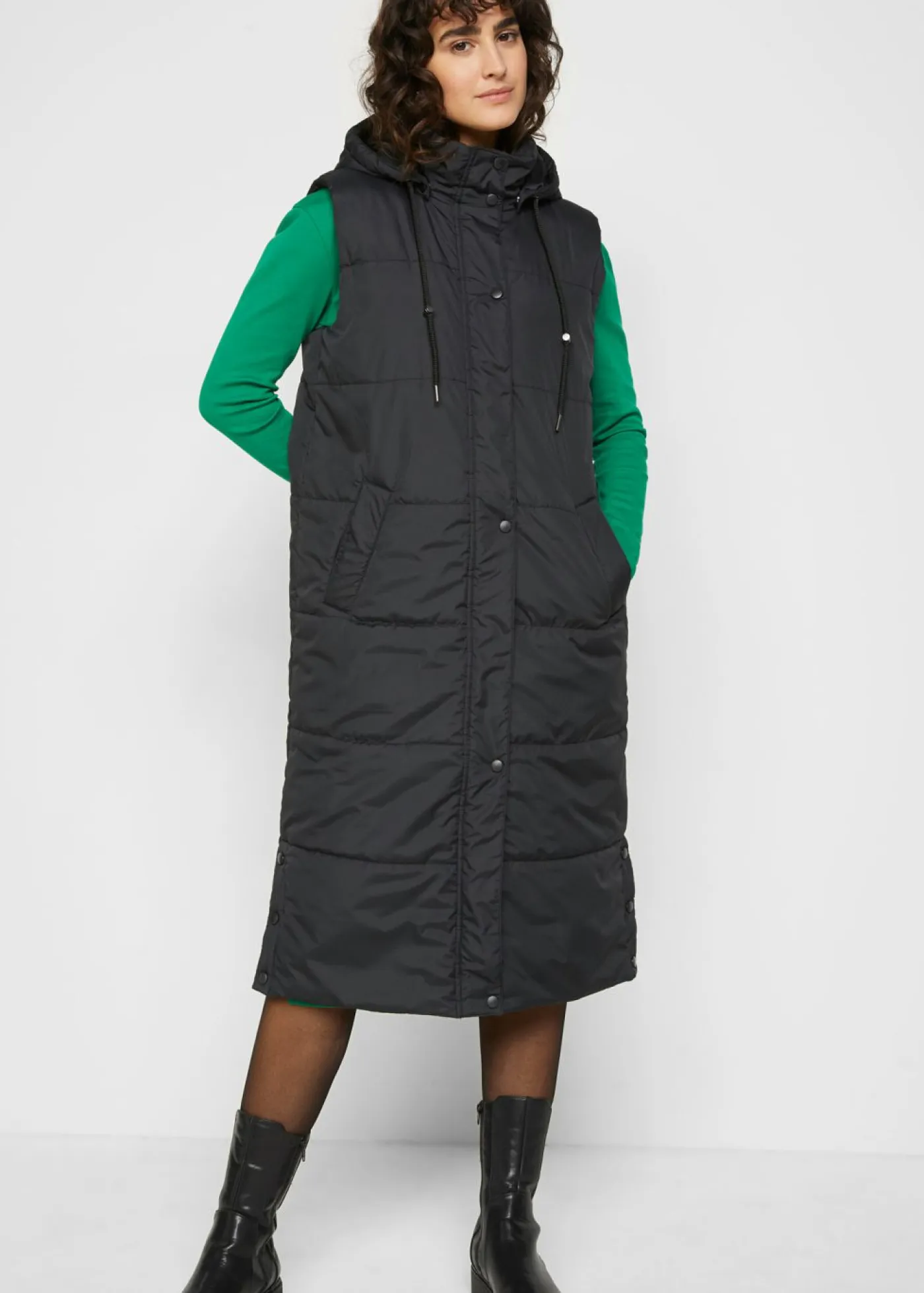 Outlet Chaleco largo acolchado con capucha y aberturas laterales Mujer Chaquetas Y Abrigos