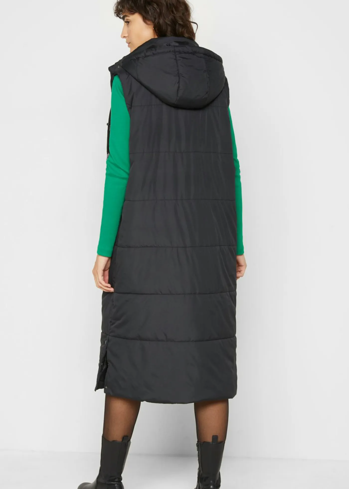 Outlet Chaleco largo acolchado con capucha y aberturas laterales Mujer Chaquetas Y Abrigos