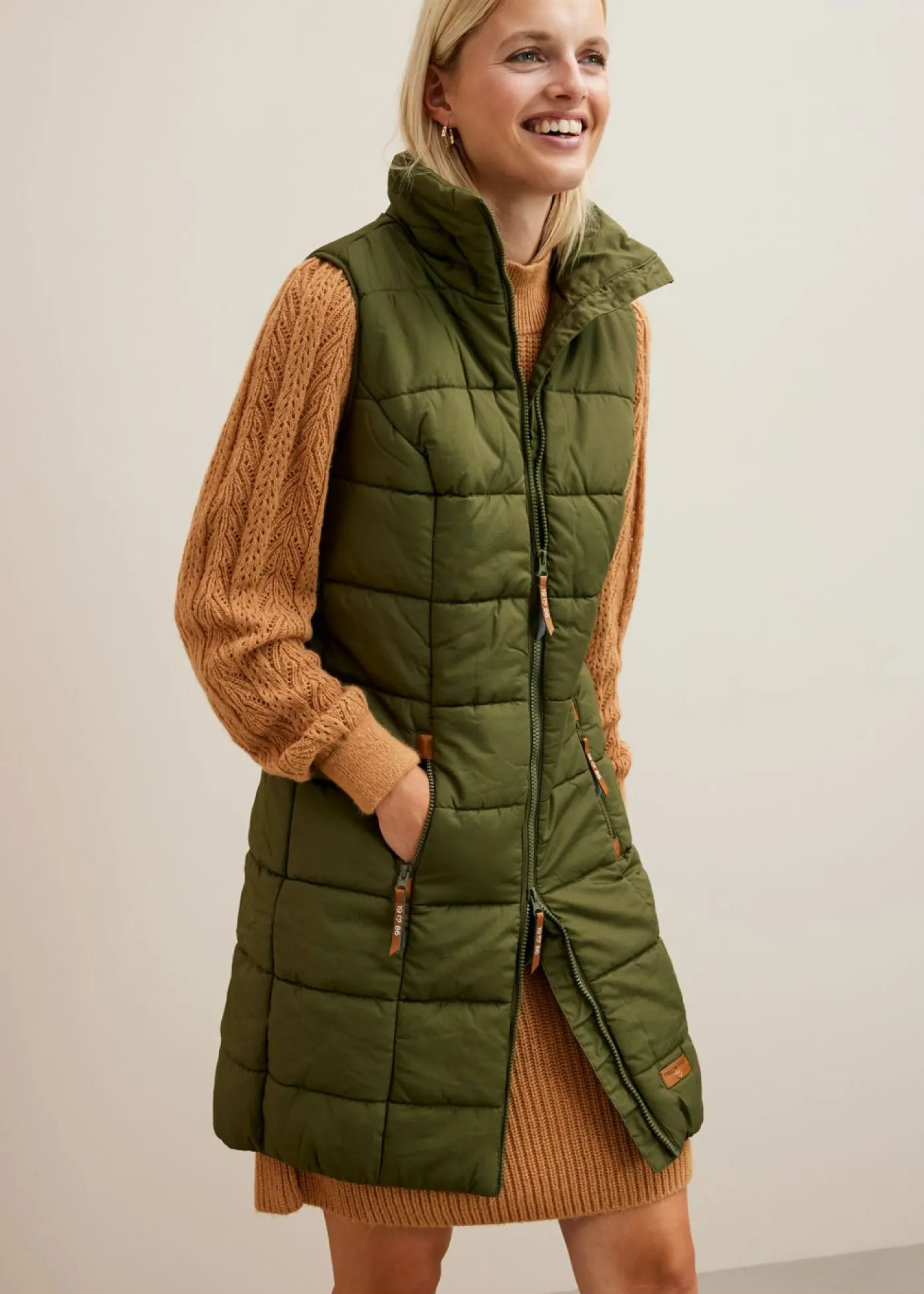 Online Chaleco largo con cuello alto Mujer Chaquetas Y Abrigos