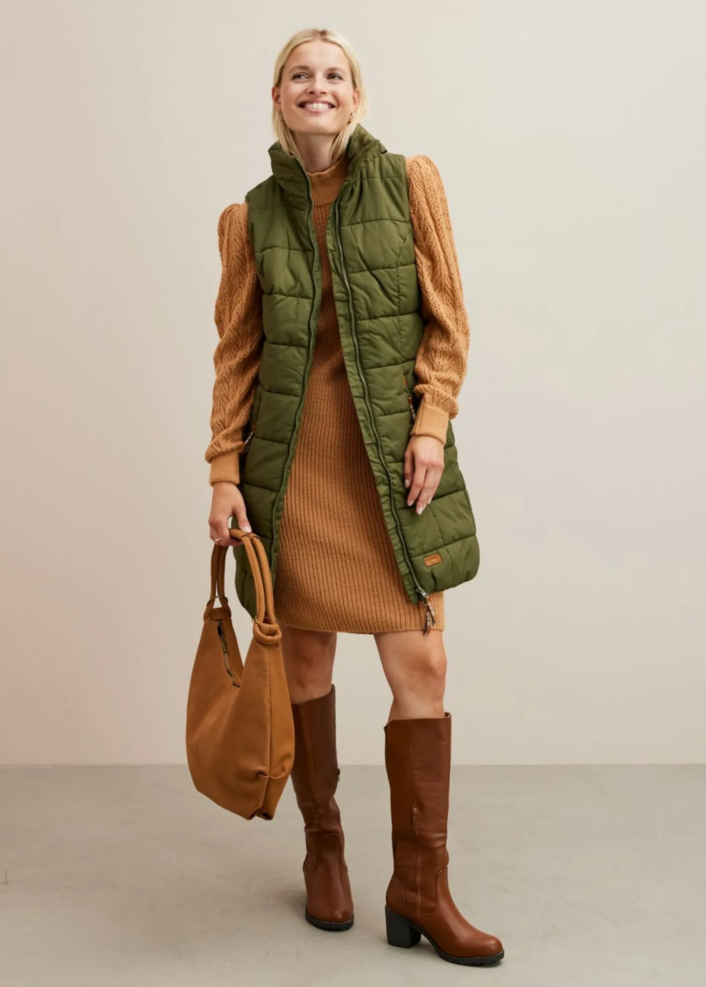 Online Chaleco largo con cuello alto Mujer Chaquetas Y Abrigos