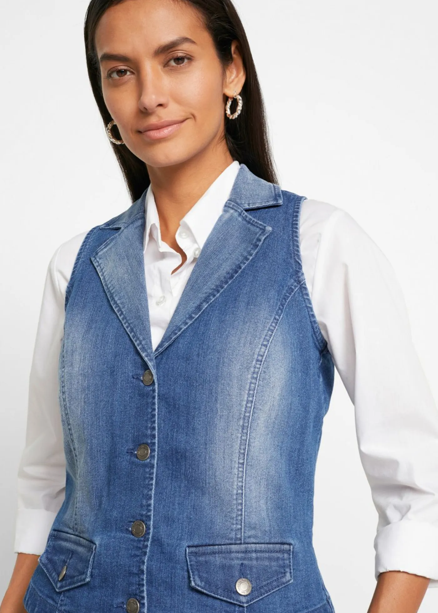 Online Chaleco vaquero elástico Mujer Chaquetas Y Abrigos