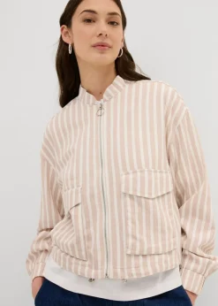Chaqueta bomber con aspecto de lino Mujer Chaquetas Y Abrigos
