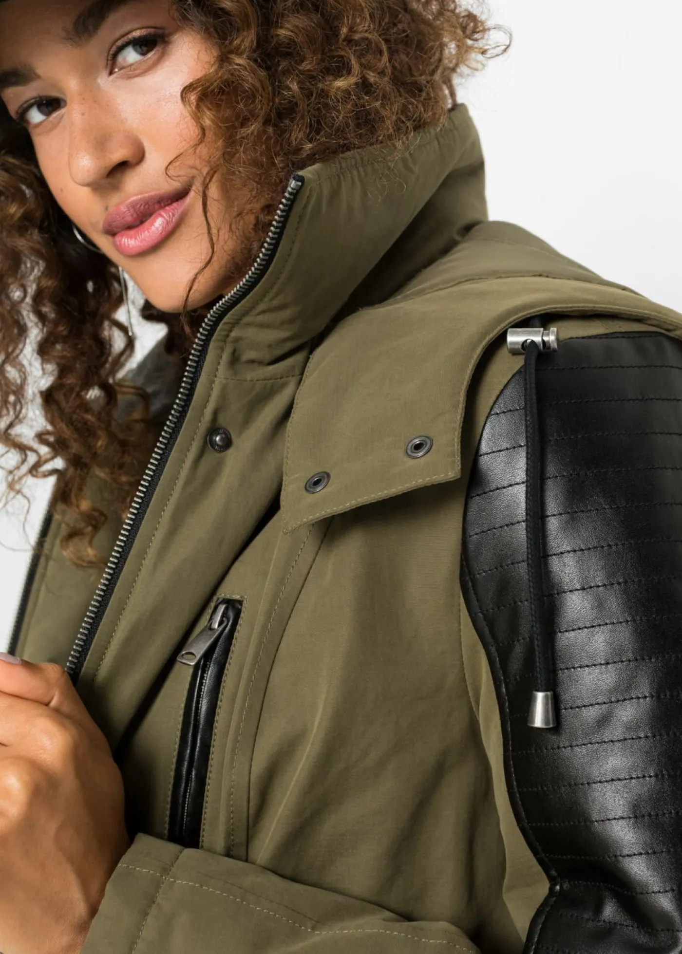 Chaqueta con insertos de piel sintética Mujer Chaquetas Y Abrigos