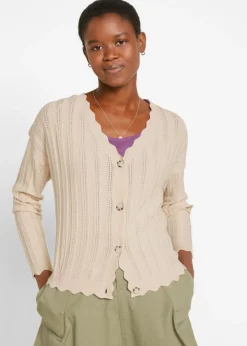 Online Chaqueta corta de punto ajour Mujer Jerséis|Novedades