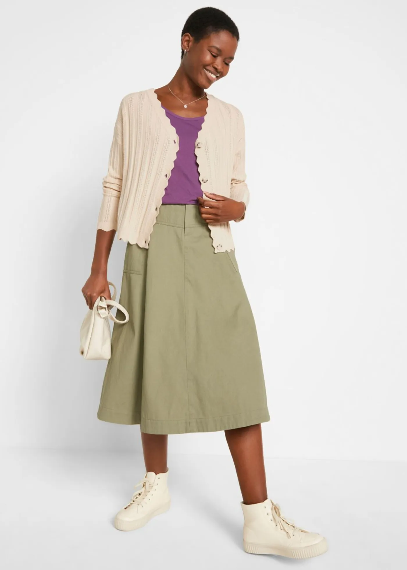 Online Chaqueta corta de punto ajour Mujer Jerséis|Novedades