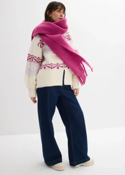Discount Chaqueta corta de punto con patrón nórdico Mujer Jerséis