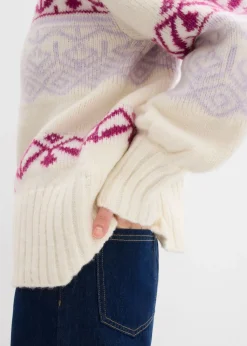 Discount Chaqueta corta de punto con patrón nórdico Mujer Jerséis