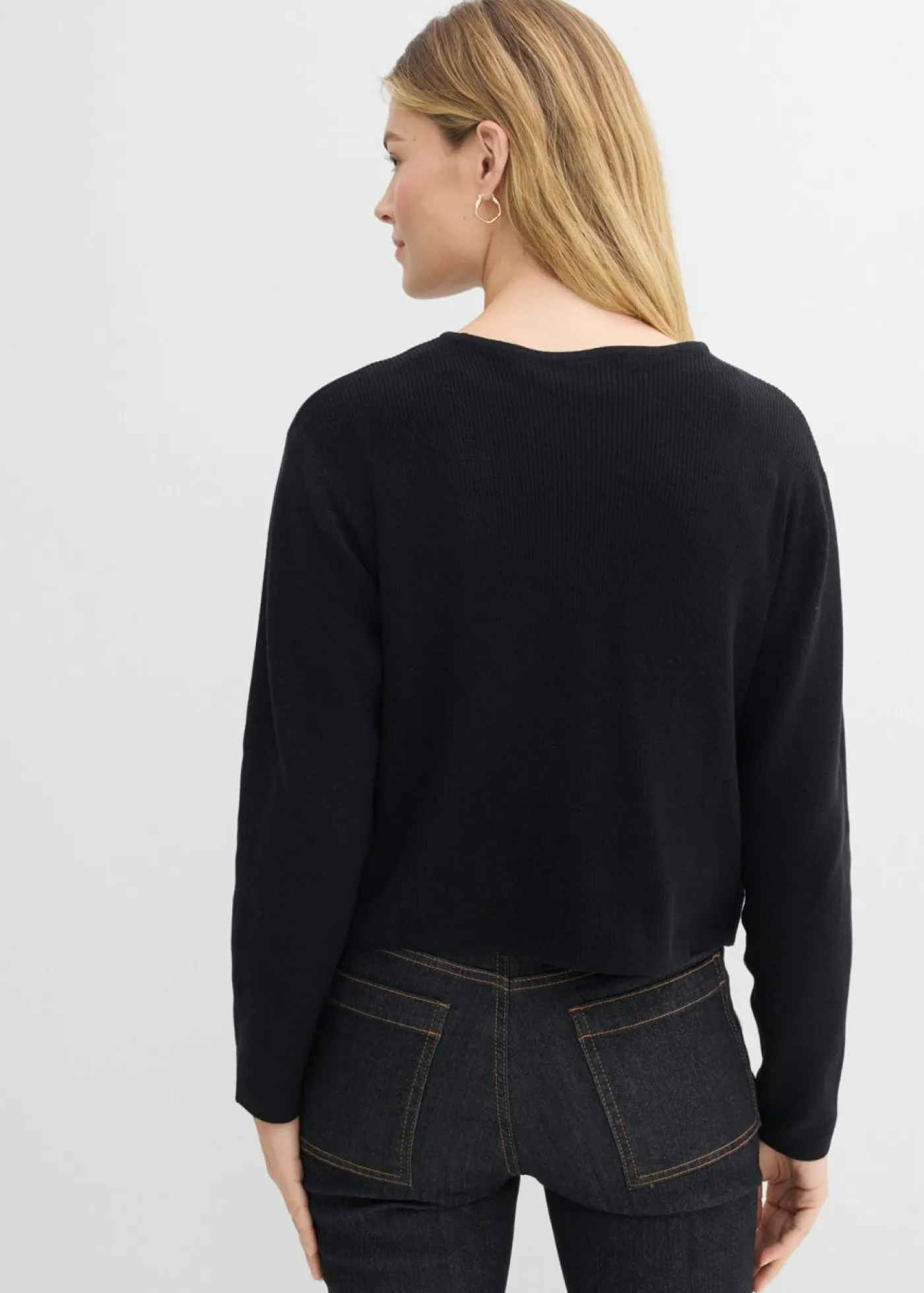 Sale Chaqueta corta de punto de algodón orgánico puro Mujer Básicos|Jerséis