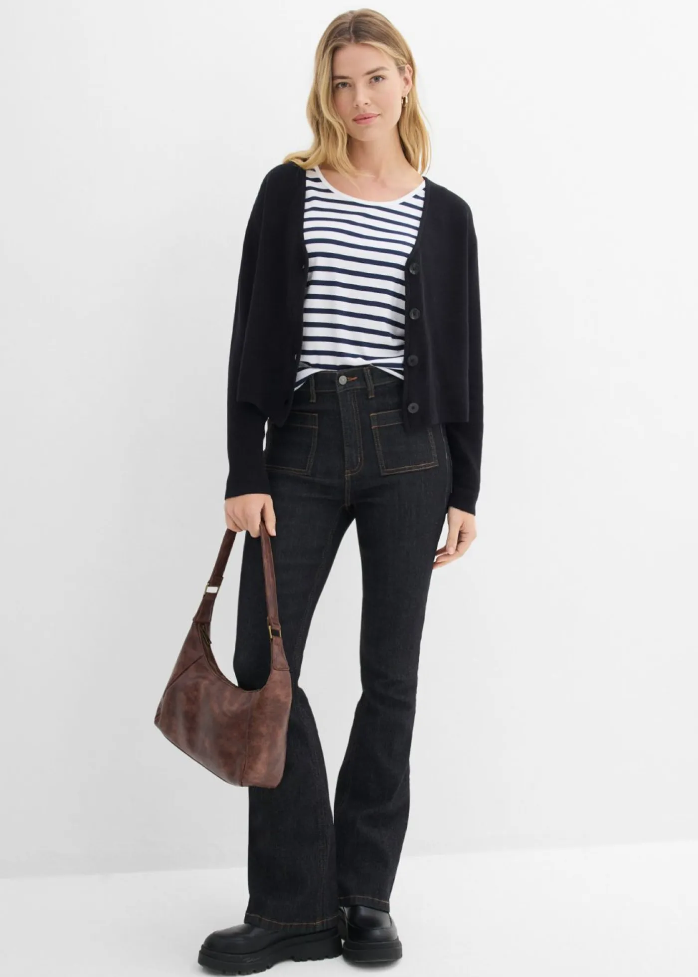 Sale Chaqueta corta de punto de algodón orgánico puro Mujer Básicos|Jerséis
