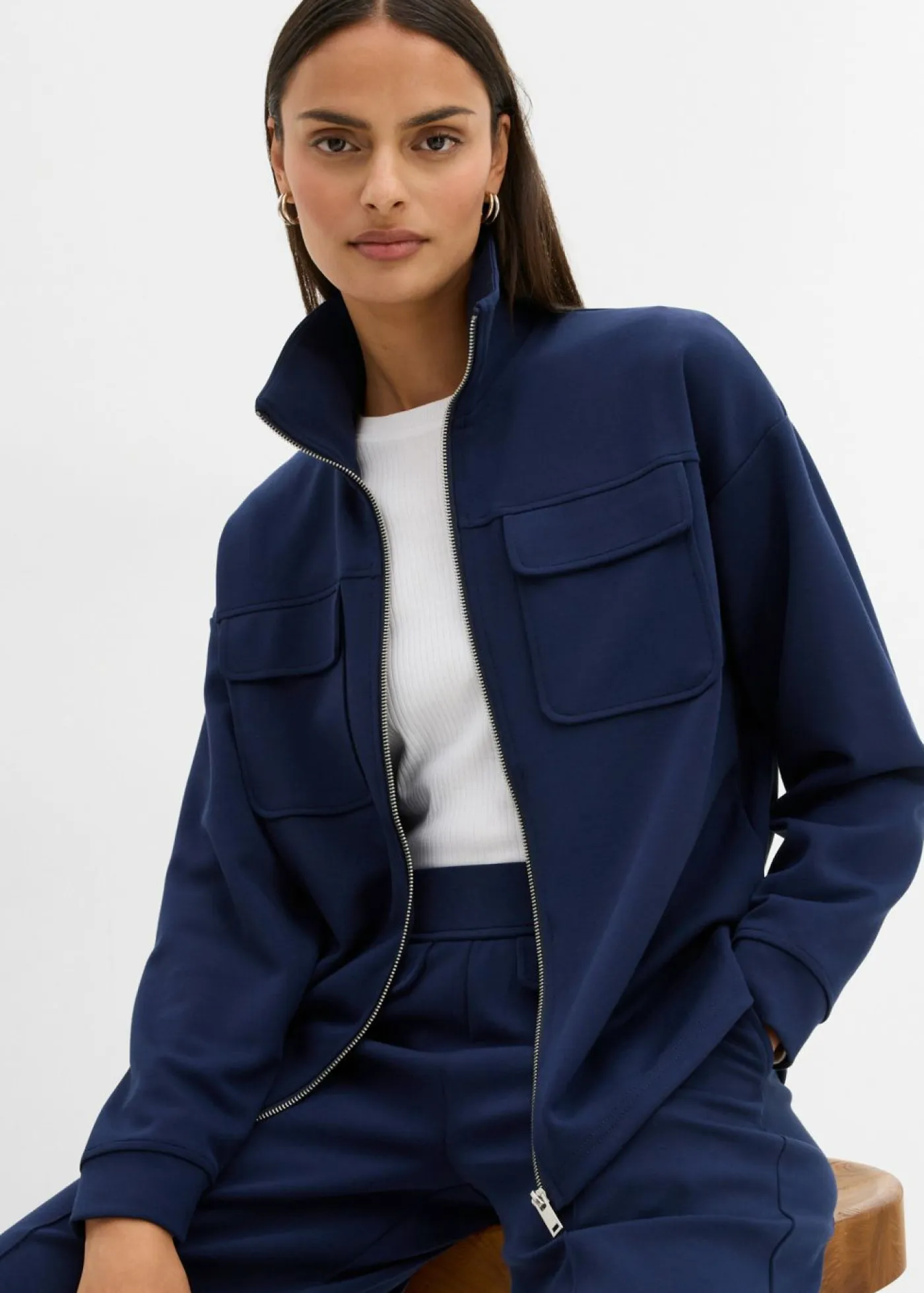 Discount Chaqueta de chándal de mezcla de viscosa ligeramente brillante Mujer Esenciales|Ropa Cómoda