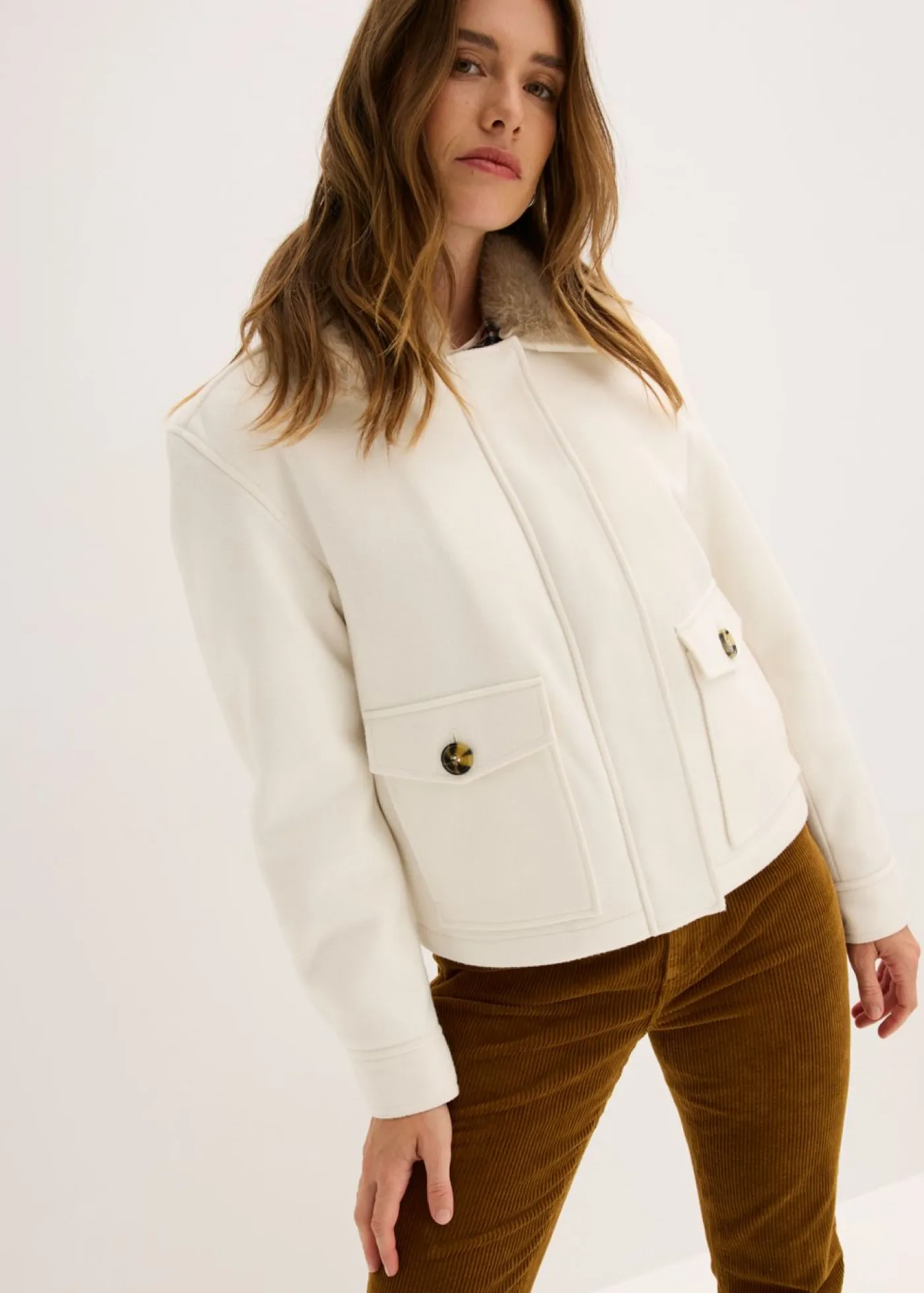 Discount Chaqueta de invierno con aspecto de lana Mujer Chaquetas Y Abrigos