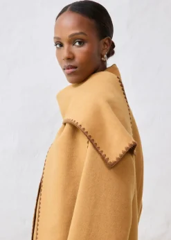 Clearance Chaqueta de lana con bordado decorativo (conjunto de 2 piezas con bufanda) Mujer Premium|Chaquetas Y Abrigos