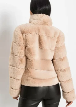Outlet Chaqueta de pelo sintético con cremallera Mujer Chaquetas Y Abrigos