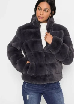 Discount Chaqueta de pelo sintético con cremallera Mujer Chaquetas Y Abrigos