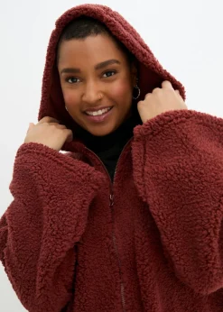 New Chaqueta de peluche, corte en A, con aberturas laterales Mujer Ropa Cómoda|Chaquetas Y Abrigos