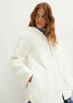 Hot Chaqueta de peluche, corte en A, con aberturas laterales Mujer Ropa Cómoda|Chaquetas Y Abrigos