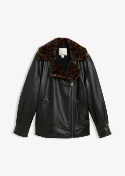 Clearance Chaqueta de piel sintética con pelo sintético de leopardo Mujer Chaquetas Y Abrigos