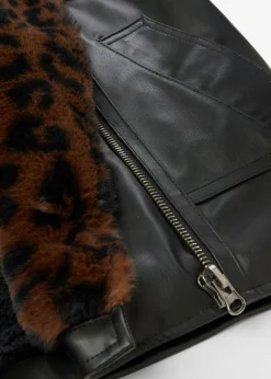 Clearance Chaqueta de piel sintética con pelo sintético de leopardo Mujer Chaquetas Y Abrigos