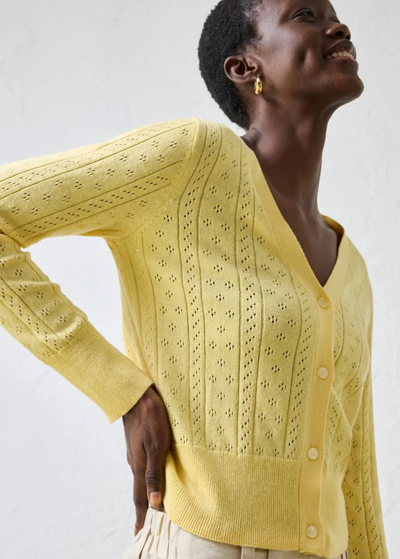 Discount Chaqueta de punto ajour con mezcla de seda Mujer Premium|Jerséis