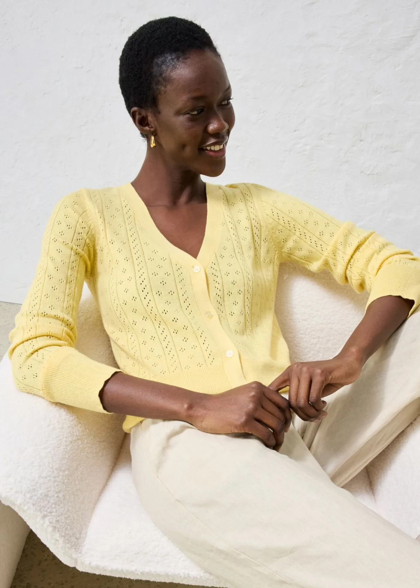 Discount Chaqueta de punto ajour con mezcla de seda Mujer Premium|Jerséis