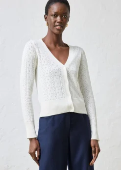 Outlet Chaqueta de punto ajour con mezcla de seda Mujer Premium|Jerséis