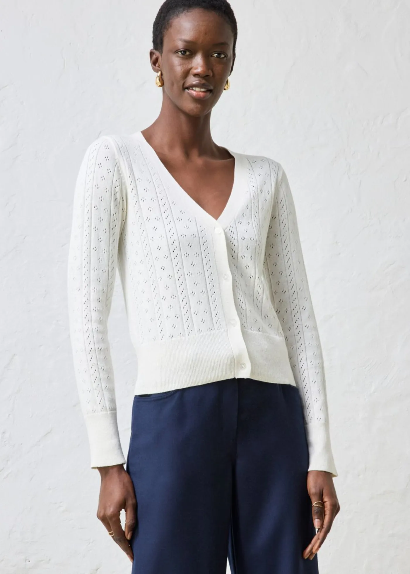 Outlet Chaqueta de punto ajour con mezcla de seda Mujer Premium|Jerséis