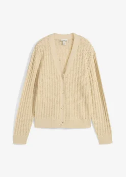 Hot Chaqueta de punto ajour con contenido de lino Mujer Premium|Jerséis