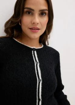 Chaqueta de punto ajour con hilo suave Mujer Jerséis|Novedades