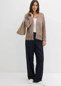 New Chaqueta de punto ajour de algodón puro Mujer Jerséis|Novedades