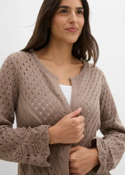 New Chaqueta de punto ajour de algodón puro Mujer Jerséis|Novedades